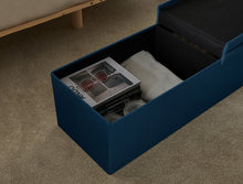 Lade das Bild in den Galerie-Viewer, Sitzbank mit Stauraum Faltbar Sitztruhe belastbar bis 300 kg, Deckel Abnehmbar, 114x38x38 cm Marineblau
