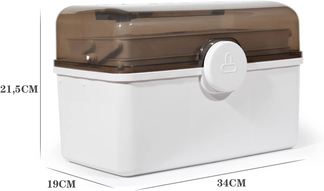 Medikamenten Aufbewahrung, Medizinbox, Hausapotheke Box, Apothekenbox, Medizinkoffer Groß (34cm)