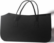 Lade das Bild in den Galerie-Viewer, 2 Stück Filztasche Kaminholztasche,Shopper Taschen mit Henkel, Holzkorb für Kaminholz, Groß Einkaufskorb Einkaufstasche, Filzkorb 50*25*25CM (Schwarz)
