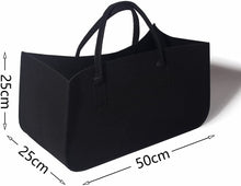 Lade das Bild in den Galerie-Viewer, 2 Stück Filztasche Kaminholztasche,Shopper Taschen mit Henkel, Holzkorb für Kaminholz, Groß Einkaufskorb Einkaufstasche, Filzkorb 50*25*25CM (Schwarz)
