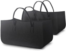 Lade das Bild in den Galerie-Viewer, 2 Stück Filztasche Kaminholztasche,Shopper Taschen mit Henkel, Holzkorb für Kaminholz, Groß Einkaufskorb Einkaufstasche, Filzkorb 50*25*25CM (Schwarz)
