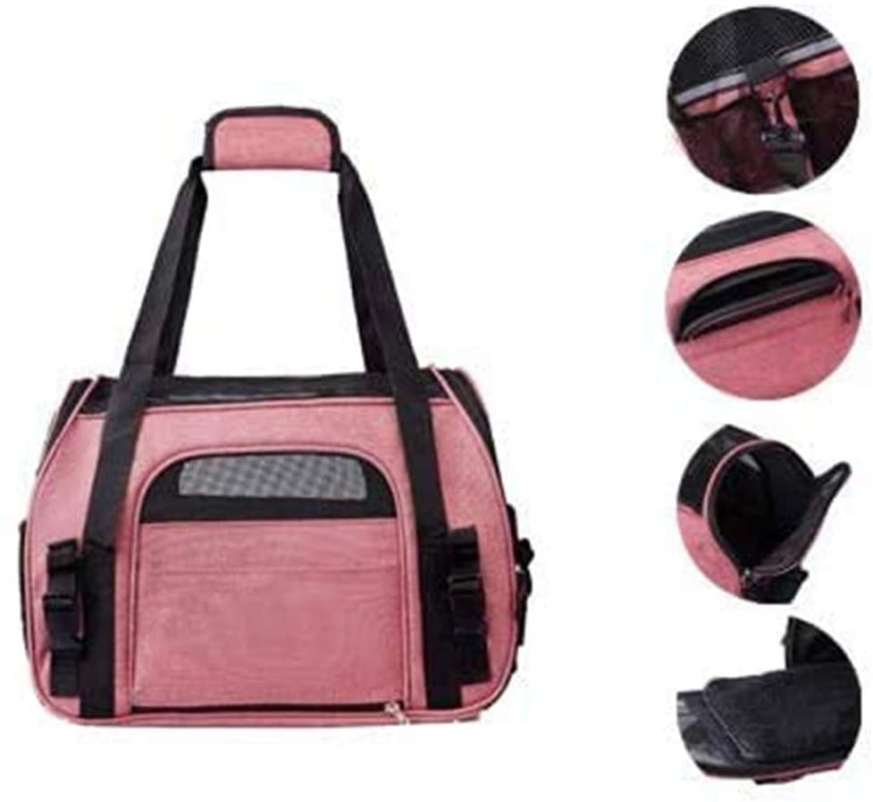 Faltbare Hundetasche, Hundetragetasche, Katzentragetasche, Transporttasche Transportbox für Hunde und Katzen(M - 43 x 23 x 29 cm, Pink)