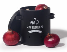 Lade das Bild in den Galerie-Viewer, Kartoffel Vorratsdosen Set, Kartoffeltopf im Retro Zwiebeltopf, Vorratsbehälter aus Metall,  Kann Kartoffeln für eine Lange Zeit lagern(Schwarz-Set)
