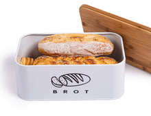 Lade das Bild in den Galerie-Viewer, Brotkasten mit Deckel, Großer Knäckebrot Box aus Metall, Brotaufbewahrungsbox , Brot,Kekse Lange Aufbewahren und Trocken Halten(Weiß-30cm)
