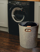 Lade das Bild in den Galerie-Viewer, Wäschekorb Filz mit Deckel, Wäschesammler Faltbar 50l, Wäschesortierer.Aufbewahrungskorb für Spielzeug Kleidung Organisation, Wäschebox(Grau)
