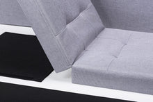 Lade das Bild in den Galerie-Viewer, Sitzbank mit Stauraum Sitzhocker Faltbar Sitztruhe belastbar bis 300 kg, Deckel Abnehmbar, 114x38x38 cm Hellgrau
