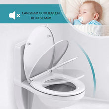 Lade das Bild in den Galerie-Viewer, Toilettendeckel,WC Sitz Mit Absenkautomatik,Klodeckel mit Quick Release Funktion, Antibakterieller Toilettensitz Oval,200KG (Ohne licht(TSBU001WH))
