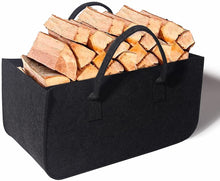 Lade das Bild in den Galerie-Viewer, 2 Stück Filztasche Kaminholztasche,Shopper Taschen mit Henkel, Holzkorb für Kaminholz, Groß Einkaufskorb Einkaufstasche, Filzkorb 50*25*25CM (Schwarz)
