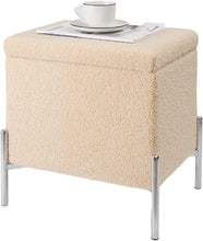 Lade das Bild in den Galerie-Viewer, Sitzhocker mit Stauraum,Polster Sitztruhe Fußhocker,Aufbewahrungsbox Fußablage,Hocker mit Stauraum,Fußhocker mit Deckel,Hocker mit Metallbeinen (Beige)
