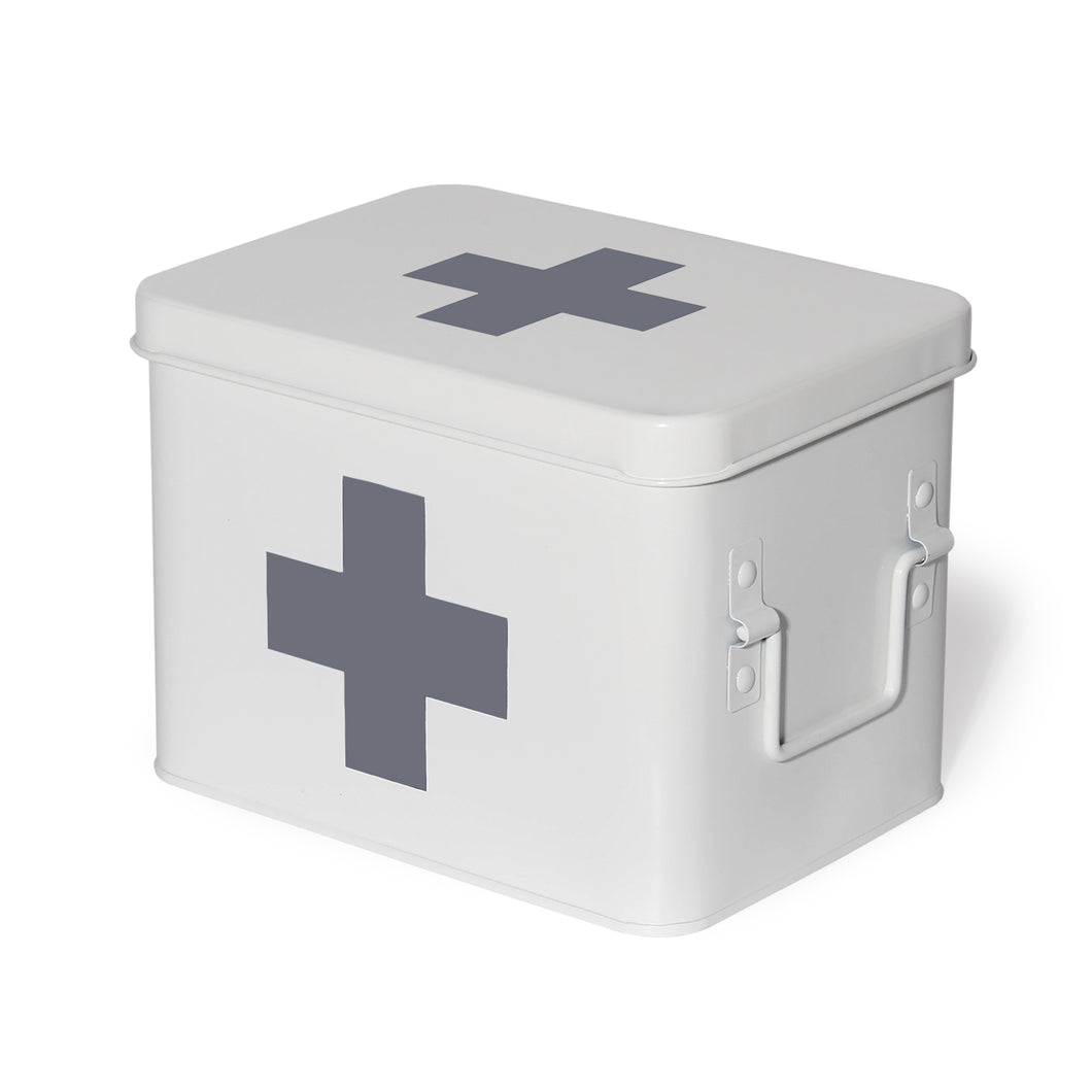 Medizin Box Metall, Erste Hilfe Kasten Koffer Schrank, Arzneischrank Medizinkoffer Retro, Medizinschrank, 22 * 16 * 16 cm (Weiß-22CM)