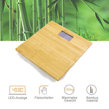 Lade das Bild in den Galerie-Viewer, Personenwaage，Bambus Personen waage mit LCD-Anzeige Kapazität ，Badezimmerwaage Step-On-Technik Badwaage, hochwertige Personenwaage aus bambus
