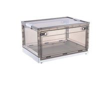 Lade das Bild in den Galerie-Viewer, Faltbare Kunststoff-Aufbewahrungsbox, Aufbewahren von Büchern, Kleidung, Spielzeug，Transparent mit Deckel &amp; Rädern. Von 3 Seiten zu öffnen（Größe: 25L）
