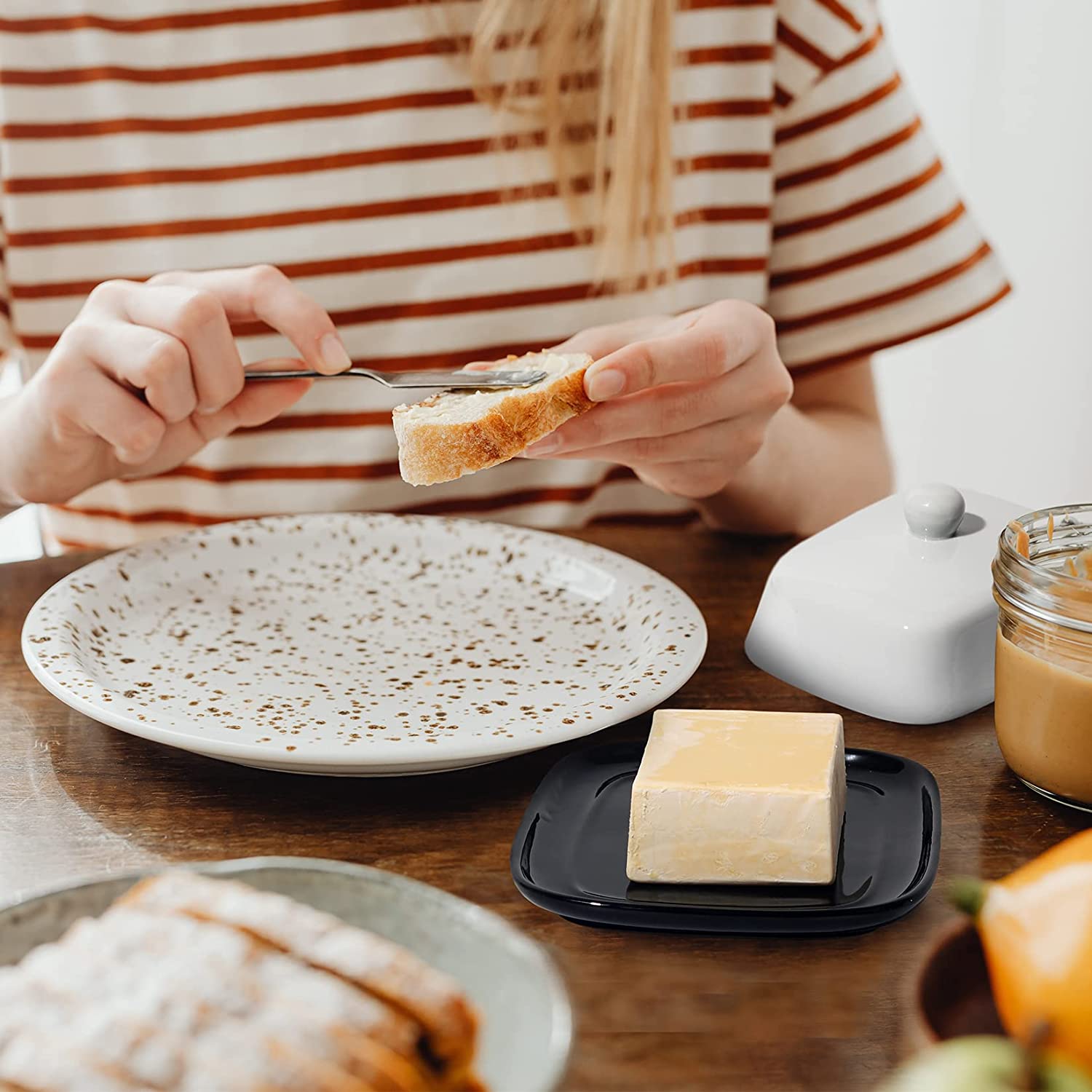 Keramik Butterdose Mit Deckel - Große Butterbox Für 500g & 250g Blöcke