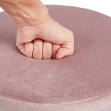 Lade das Bild in den Galerie-Viewer, Hocker samt rund, schminktisch hocker, Polsterhocker,Schminktischbänke, Sitzhocker mit stauraum (Abnehmbarer Deckel) Metall Bein D.37.5cm*H45cm

