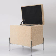 Lade das Bild in den Galerie-Viewer, Sitzhocker mit Stauraum,Polster Sitztruhe Fußhocker,Aufbewahrungsbox Fußablage,Hocker mit Stauraum,Fußhocker mit Deckel,Hocker mit Metallbeinen (Beige)
