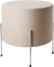 Lade das Bild in den Galerie-Viewer, Samt runder Hocker,Fußhocker Pouf,Eleganter Fußstütze Ottoman mit Metall,Gepolsterte hocker (Beige, Samt)
