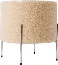 Lade das Bild in den Galerie-Viewer, Samt runder Hocker,Fußhocker Pouf,Eleganter Fußstütze Ottoman mit Metall,Gepolsterte hocker (Beige, Polarfleece)
