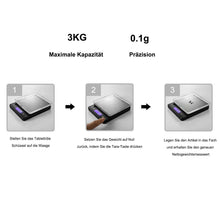 Lade das Bild in den Galerie-Viewer, Digitale Küchenwaage, elektronische Haushaltswaage, Das große LCD-Display mit Hintergrundbeleuchtung erleichtert das Ablesen des Messwertes.
