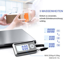 Lade das Bild in den Galerie-Viewer, Digitale Packetwaage Postwaage mit wandmontierbarem LCD-Display, Briefwaage, Körperwaage, Ladenwaage,Marktwaage«, LCD Anzeige, im Retro-design, Grammgenau bis 200kg, mit einer Edelstahlschale
