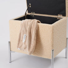 Lade das Bild in den Galerie-Viewer, Sitzhocker mit Stauraum,Polster Sitztruhe Fußhocker,Aufbewahrungsbox Fußablage,Hocker mit Stauraum,Fußhocker mit Deckel,Hocker mit Metallbeinen (Beige)
