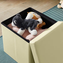 Lade das Bild in den Galerie-Viewer, Sitzwürfel mit Stauraum Fußbank Truhen Aufbewahrungsbox faltbar belastbar Kunstleder(Beige)
