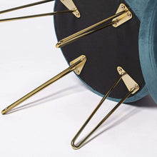 Lade das Bild in den Galerie-Viewer, Hocker samt rund, schminktisch hocker, Polsterhocker,Schminktischbänke, Sitzhocker mit stauraum (Abnehmbarer Deckel) Metall Bein D.37.5cm*H45cm(Blau)
