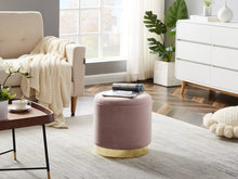 Lade das Bild in den Galerie-Viewer, Hocker Zylindrischer Samthocker Sitzhocker mit Stauraum rund, Polsterhocker kleiner,Fußbank Hocker ,Maximale Belastung 150kg,Größe 37x37x41.5cm(Pink)

