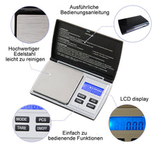 Lade das Bild in den Galerie-Viewer, Digitale Taschenwaage, Protable Waage Genauigkeit 0,01g Feinwaage, Goldwaage, Münzwaage, präzisionswaage
