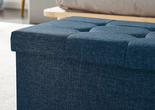 Lade das Bild in den Galerie-Viewer, Sitzbank, Sitzhocker, Fußhocker, Sitztruhe faltbar mit Stauraum belastbar bis 300 kg 76 x 38 x 38 cm«, MDF-Platte und Leinenimitat.(Marineblau)

