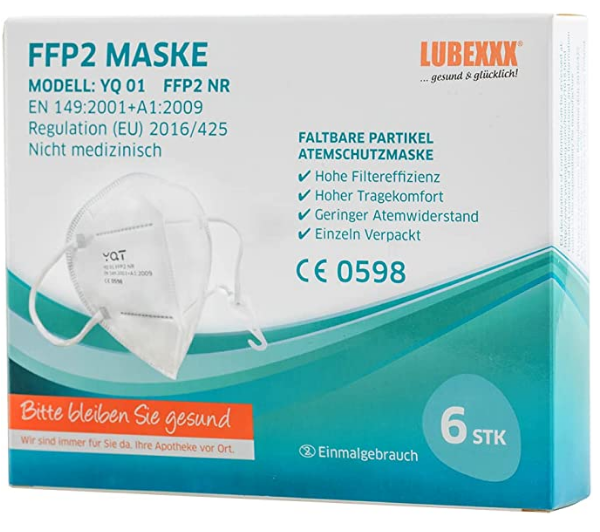 FFP2 Maske Atemschutzmaske Staubschutzmasken hygienisch einzelverpackt CE Stelle zertifiziert Mundschutzmaske EU 2016/425(1PCS)
