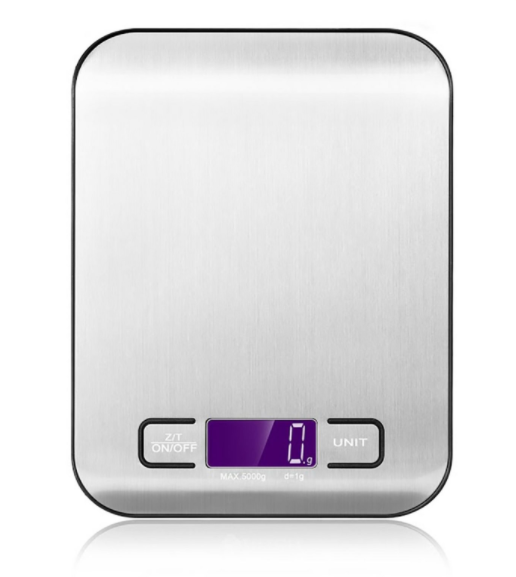 Digitale Küchenwaage, elektronische Haushaltswaage, Das große LCD-Display mit Hintergrundbeleuchtung .Edelstahloberfläche in Lebensmittelqualität 304