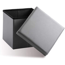 Lade das Bild in den Galerie-Viewer, Sitzhocker ,Stauraum Fußhocker, Aufbewahrungsbox faltbar belastbar bis 300 kg, 38 x 38 x 38 cm,Aus MDF-Platte und Kunstleder.
