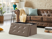 Lade das Bild in den Galerie-Viewer, Sitzbank, Sitzhocker, Fußhocker, Sitztruhe faltbar mit Stauraum belastbar bis 300kg 76 x 38 x 38 cm«, Aus MDF-Platte und Kunstleder.(Taupe)
