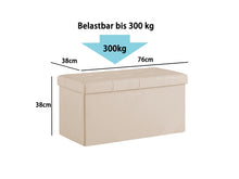 Lade das Bild in den Galerie-Viewer, Sitzbank, Sitzhocker, Fußhocker, Sitztruhe faltbar mit Stauraum belastbar bis 300kg 76 x 38 x 38 cm«, Aus MDF-Platte und Kunstleder.(tan)

