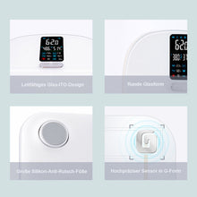 Lade das Bild in den Galerie-Viewer, Körperanalysewaagen,Bluetooth Smart Waage, Digitale Personenwaage mit App，mit Bluetooth, digitale glaswaage mit BMI-Berechnung
