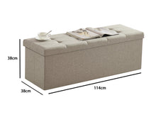 Lade das Bild in den Galerie-Viewer, Sitzbank mit Stauraum, Aufbewahrungsbox,faltbar,max.Belastbarkeit300kg,120 L,114x38x38cm,MDF-Platte und Leinenimitat.（Beige）
