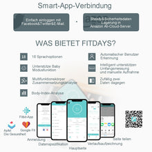 Lade das Bild in den Galerie-Viewer, Körper-Analyse-Waage Körperfettwaage, Bluetooth Personenwaage(180kg/D100g) mit App, Smart Digitale Waage für Körperfett, BMI, Gewicht (Schwarz)

