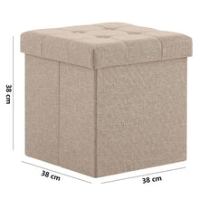 Lade das Bild in den Galerie-Viewer, Sitzhocker mit Stauraum, Fußhocker, Fußbank Truhen Aufbewahrungsbox faltbar belastbar bis 300 kg, Leinen, 38 x 38 x 38 cm
