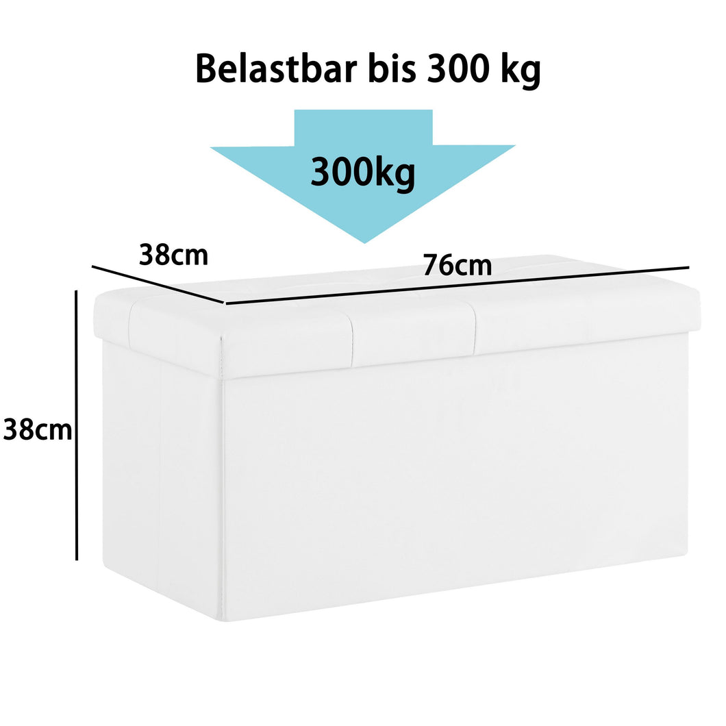 Sitzbank, Sitzhocker, Fußhocker, Sitztruhe faltbar 76 x 38 x 38 cm,Aus MDF-Platte und Kunstleder.
