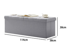 Lade das Bild in den Galerie-Viewer, Sitzbank mit Stauraum Sitzhocker Faltbar Sitztruhe belastbar bis 300 kg, Deckel Abnehmbar, 114x38x38 cm Hellgrau
