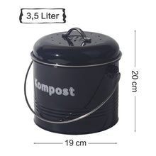 Lade das Bild in den Galerie-Viewer, Biomülleimer Küche 3,5 L , Bio Mülleimer Geruchsdicht mit Aktivkohlefiltern , Komposteimer Metall , Biomüll Retro
