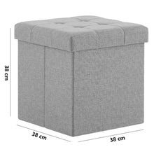 Lade das Bild in den Galerie-Viewer, Fußhocker, Fußbank Truhen Aufbewahrungsbox faltbar belastbar bis 300 kg, Leinen, 38 x 38 x 38 cm（Hellgrau）
