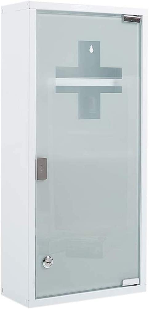 Medizinschrank Abschließbar Hängend, Erste Hilfe Schrank, Arzneischrank aus Edelstahl Gross, Medikamentenschrank 57 x 27 x 12 cm((Weiß - 4Schichten))