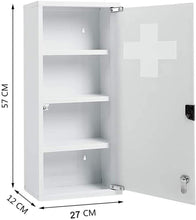 Lade das Bild in den Galerie-Viewer, Medizinschrank Abschließbar Hängend, Erste Hilfe Schrank, Arzneischrank aus Edelstahl Gross, Medikamentenschrank 57 x 27 x 12 cm((Weiß - 4Schichten))
